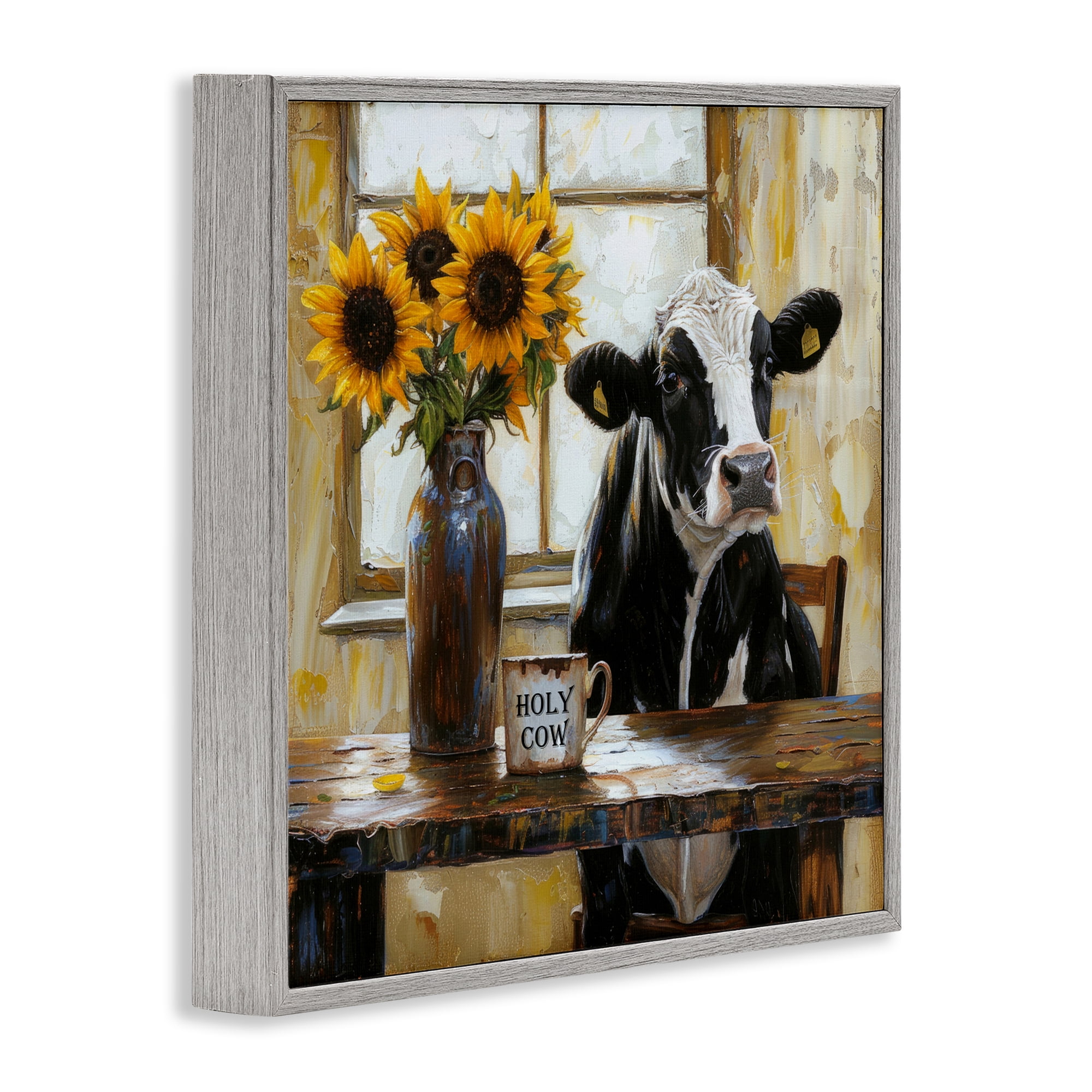 Stupell Industries Holy Cow Rustic Farm Table Gray Framed Giclee Art, design by Tina LeCour