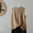 thumbnail image 3 of Ohufall Summer Cotton Linen Blouses for Women Fashion Casual Solid Color Side Split Crew Neck Tank Tops Womens Relaxed Fit Pullover Sleeveless Shirts, 3 of 6