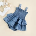 thumbnail image 3 of Gupgi Baby Girls Summer Denim Rompers Infant Girls Casual Sleeveless Strap Elastic Layered Romper Jumpsuits Dress, 3 of 8