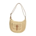 thumbnail image 3 of Bolsa de hombro para mujeres tejidas a mano bolso de bolso femenino para trabajos de cumpleaños de verano beige, 3 of 9