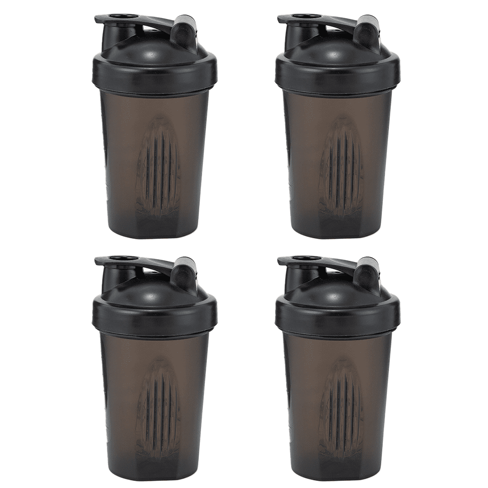 Bouteille Shaker Classique Parfaite pour Shakes Protéinés et Pré-Entraînement, Fouet en Acier Inoxydable, Clair (4 Pcs)