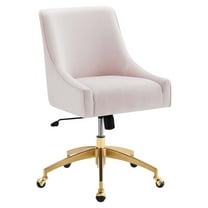 Modway Discern Modern Performance Velvet Swivel Office Chair in Pink/Gold