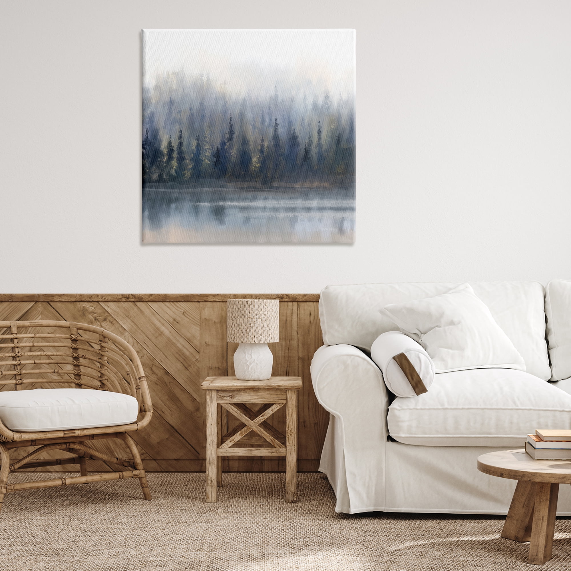 Stupell Industries Misty Gray Forest Landscape & Nature Painting Wrapped Canvas Art Print Wall Art, 36 x 36