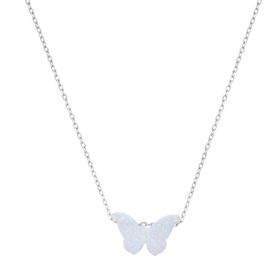 Kylie Harper Sterling Silver Opal Butterfly Necklace