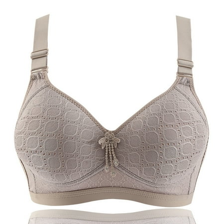

Pejock Everyday Bras for Women Women s Ultimate Comfort Lift Wirefree Bra Solid Lace Lingerie Bras Plus Size Bras Underwear Bralette Bras Comfortable Brass No Underwire Gray Cup Size 42/95BCD