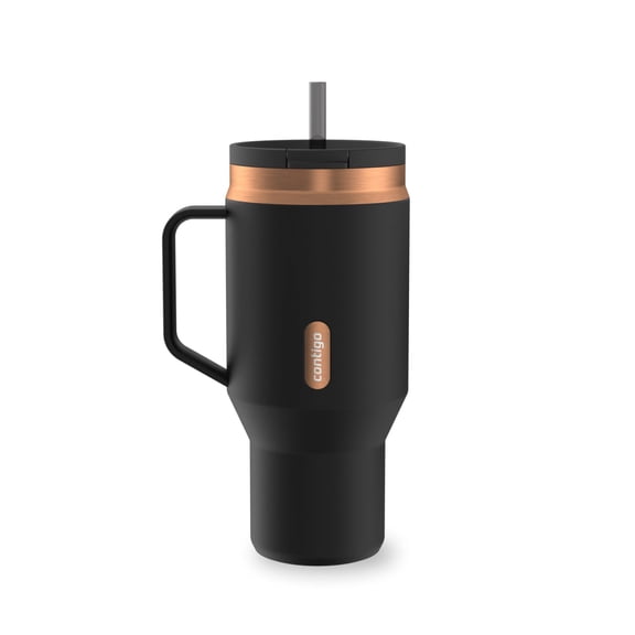 Contigo SnapSeal Leakproof Stainless Steel Reusable Water Bottle Tumbler with Side Handle, Black/Bronze, 30 oz