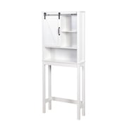 Bathroom Above Toilet Cabinet, White MDF Storage Cabinet, Bathroom Storage Space Saver with Adjustable Shelf & A Barn Door Cabinet, Over The Toilet Storage for Bathroom, K768