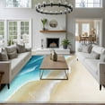 thumbnail image 3 of Blue Gradient Beach Area Rugs 8'x10', Washable Small Throw Rugs for Living Room Patio, Watercolor Coastal Seaside Waves Ombre Indoor Outdoor Rug Non-Slip Low Pile Carpet Runner Reversible Floor Mats, 3 of 8