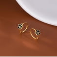 thumbnail image 3 of Solid 925 Sterling Silver Daisy Flower Hoop Earrings Huggie for Women Teens Black Flower Hoop Earrings Spring Cartilage Helix Earrings, 3 of 12