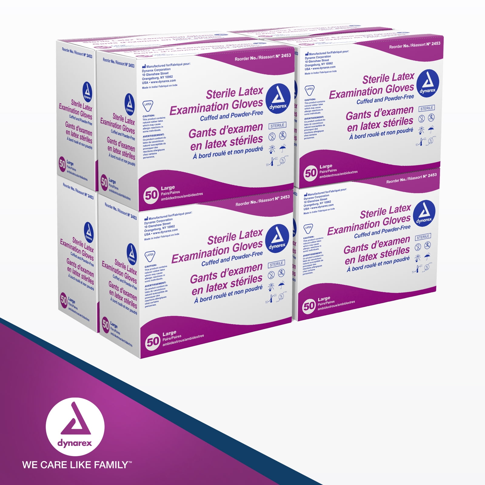 Dynarex Sterile Disposable Latex Exam Gloves, Powder-Free, Sterilely Packaged in Pairs, Ideal for Professional Medical and Healthcare, Color Bisque, Size Large - 1 Case of 400 Gloves