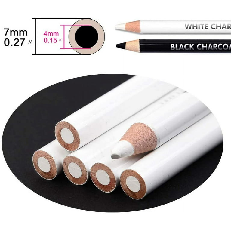 12Pcs Black White Color Pencils Oil-Based Wooden Pencils 2B Lead Colored  Pencils Sketch Highlight White Pencils Chalk Pencils for Drawing,  Sketching