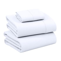 RUVANTI 100% Cotton Sheets – Twin Size Percale Bedding, Cooling & Breathable, Durable with a Crisp, Soft & Comfortable Feel, 16" Deep Pocket, 3-Piece Set, Bright White