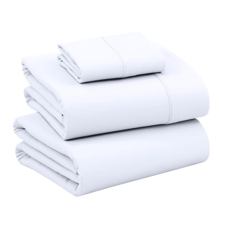 RUVANTI 100% Cotton Sheets – Twin Size Percale Bedding, Cooling & Breathable, Durable with a Crisp, Soft & Comfortable Feel, 16" Deep Pocket, 3-Piece Set, Bright White