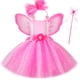 thumbnail image 2 of Vestido de tul con alas y purpurina rosa para niñas, disfraz de hada mariposa para niñas, vestido de princesa con tutú para fiesta de cumpleaños de Halloween, 2 of 5