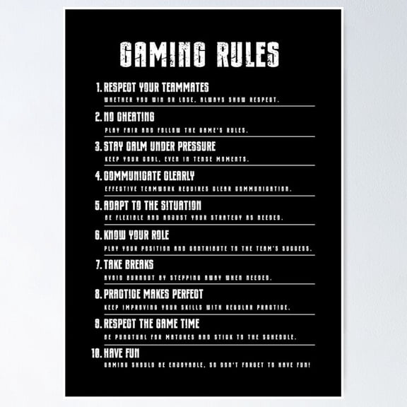 Gaming Rules - Gaming Quotes Poster- Unframed Poster | Wall Art | Perfect For Home Decor & Gifts, 8x12