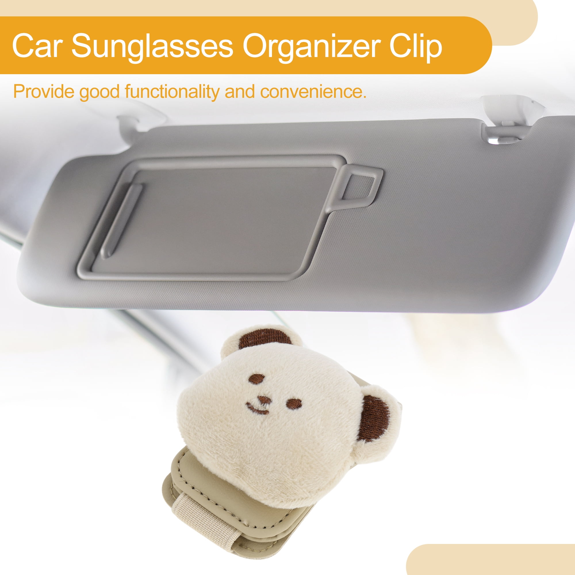 Unique Bargains Car Sunglasses Clip with Magnetic Universal Sun Visor Sunglasses Holder for Car Leather Cloth Beige 8.5x4.5cm 1 Pcs