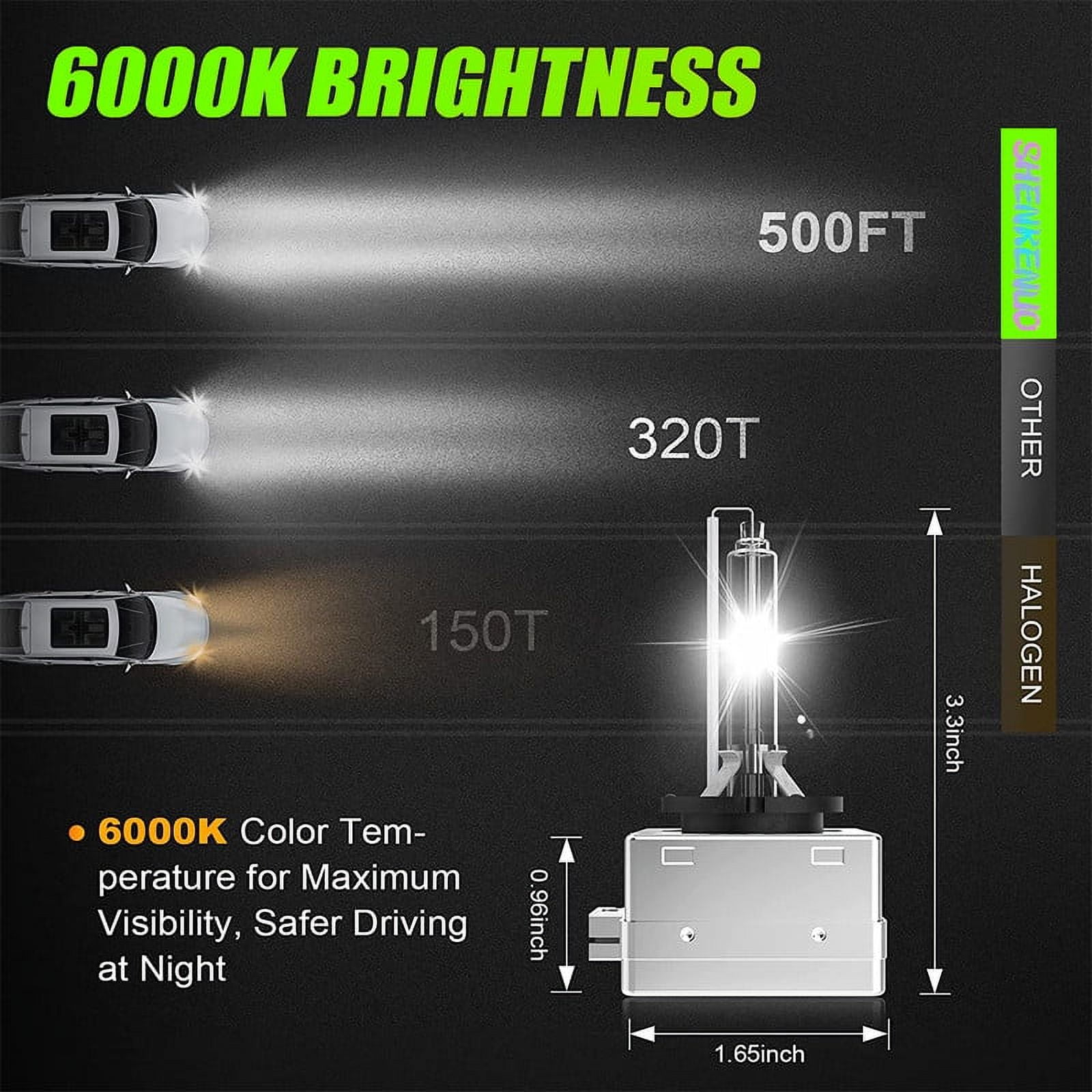 D3S HID Headlight Xenon Bulbs for DODGE CHALLENGER 2015-2020 High/Low Beam 6000K White,2pcs