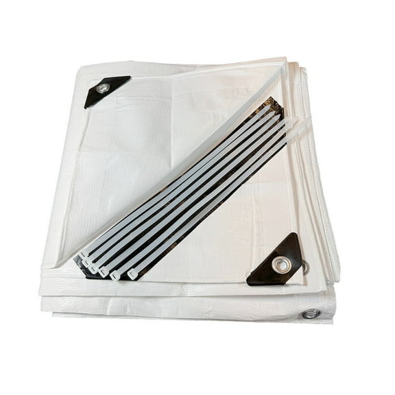 Heavy Duty White Poly Tarp 12' X 20' - Tough - Durable- Waterproof and Versatile Material