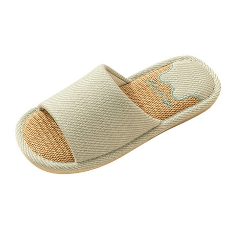 

KmaiSchai Fuzzy Bedroom Slippers Women Couple Models Shoes Non Slip Flip Flops Flax Slippers Indoor Bedroom Four Seasons Linen Slippers For Women Ladies Owl Slippers For Women Ballerina Slippers For