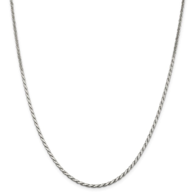 Sterling Silver 2.50mm Flat Rope Chain (Weight: 7.15 Grams, Length: 16 Inches)