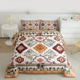 thumbnail image 2 of Manfei Tribal Orange Aztec Queen Comforter Set for Adult, Hippie Geometric Bedding Sets, Mandala Bohemian Style Reversible Bedding Comforter Set, Breathable Home Decor, 3 Pieces, 2 of 8