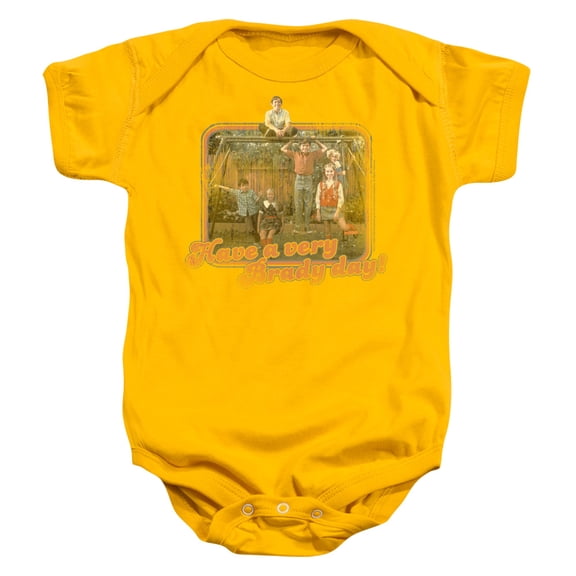Brady Bunch Have A Very Brady Day! Infant Baby Romper Gold