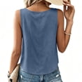 thumbnail image 3 of Womens Scoop Neck Cotton Linen Tank Tops Button Down Sleeveless Shirts Vest Top Summer Casual Beach Vacation Shirt L, 3 of 7
