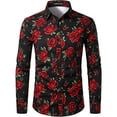 thumbnail image 3 of Camisas de hombre 2024 de manga larga con estampado de flores en 3D y botones de solapa, ropa de verano para hombre, camisetas de moda para novios, fiestas de graduación y cumpleaños, 3 of 5