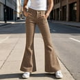 thumbnail image 2 of WhouRiu Girls Casual Flared Pants Fashion Graphic Rigid Waist Trousers With Pockets Kids Comfortable Cute Everyday Wear,9-10 Years, 2 of 5