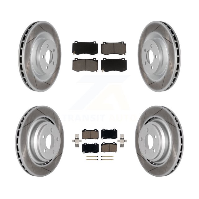 Transit Auto Front Rear Coated Disc Brake Rotors and Ceramic Pads Kit for Car Dodge Charger Chrysler 300 Challenger Magnum KGC-100643