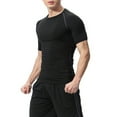 thumbnail image 5 of GZWYHT Mens T-Shirts,Compression Shirt Men's Spring And Summer Solid Color Quick Drying Breathable Tights Sweat Basketball Training Sports Wear Fitness Top Tshirts Shirts,Workout Shirts Black L, 5 of 6