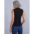 thumbnail image 2 of Camiseta sin mangas con cuello alto para mujer Negro sólido M Negro sólido M Xishao ropa, 2 of 2
