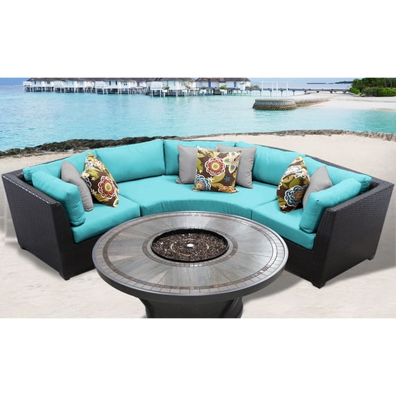 TK Classics Barbados 04H Wicker 4 Piece Fire Pit Patio Set