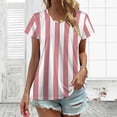 thumbnail image 3 of Aesthetic Light Pink And White Vertical Women's Blouse Short Sleeve Women's Top T-Shirt Spring Summer Clothes, 3 of 7