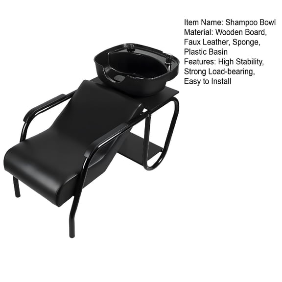 Eosunjian Shampoo Bowl Sink Chair,Backwash Barber Chair Shampoo Bowl Set with Chair Set Hair Washing Station,Ergonomic Design for Barbershop Beauty SPA (Black)