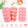 thumbnail image 2 of Heart Shpaed Ice Cube Trays, 8-Cavity Heart Silicone Molds for Whiskey, Cocktail, Chocolate, Ice Cubes, Candy with Fun Shapes (Pack of 3), 2 of 6