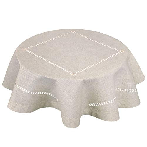 Grelucgo Small Double Hemstitch Solid Color Natural Tablecloth For Coffee Table Round 36 Inch Com Grelucgo Small Double Hemstitch Solid, 36 Inch Round Tablecloth