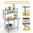 thumbnail image 4 of Uforic 30 x 24 In 4-Tier Stainless Steel Work Table with Overshelves, Hooks, Metal Prep Table for Commercial Kitchens and Restaurants, 4 of 5