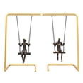 thumbnail image 6 of Modern Swinging People Book Ends for Bookshelf Decor - Metal Bookends for Office Desk and Shelf Accent - Decorative Home Library Accessories for Living Room Styling - Set of 2, 10", Gold, 6 of 8