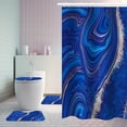 thumbnail image 5 of Debonair 4 Pcs Bathroom Shower Curtain Set,Durable Bathroom Decor Set with Rugs(Bath Mat,U Shape and Toilet Lid Cover Mat) and 12 Hooks,Navy Blue Gold Marble Shower Curtain Sets, 5 of 6