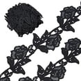 thumbnail image 6 of 5 Yards Floral Boho Lace Applique Trim 3.2 Wide Black Flower Embroidery Lace Edge Trimmings Embroidered, 6 of 8