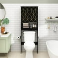 thumbnail image 3 of NovaCraft Over The Toilet Storage Cabinet with Gold Trim, Modern Bathroom Organizer Over Toilet with Adjustable Shelves and Toilet Paper Holder for Bathroom (Black), 3 of 13