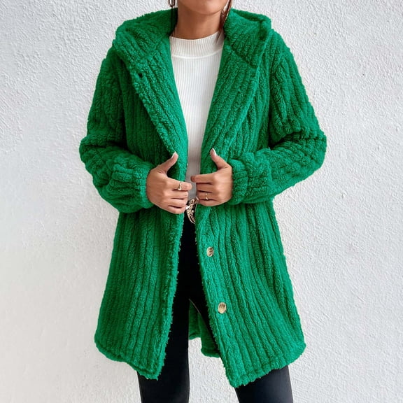 Turilly Women's Coats and Jackets Fashion Women Long Sleeved Cardigan Solid Designs Relaxed Loose Hooded Casual Outwear