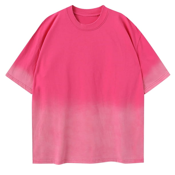 Camiseta de Seda de Hielo de los Hombres, Verano Nuevo Suelto Gradiente de Color Casual Top para Uso Al Aire Libre Y Diario, Camiseta de Moda Ligera