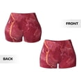 thumbnail image 3 of Sigee Abstract Red Marble Print Women's High Waist Workout Shorts - Squat Proof, Tummy Control, Yoga and Gym Activewear-Large, 3 of 9