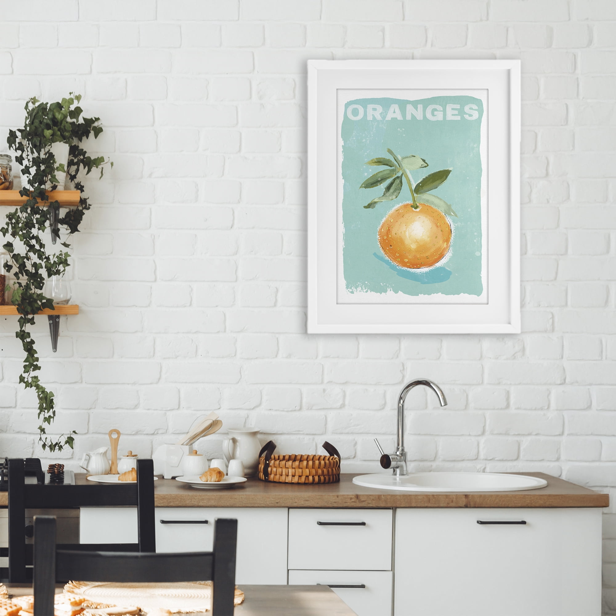 Stupell Industries Orange Twist Motif White Framed Print Under Glass, design by Chad Barrett