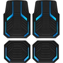 Heavy Duty Rubber Floor Mats, Blue Aluminum Film Car Mats Set, Front and Rear Car Mats with Anti-Slip Backing, All Weather Protection, Trim-to-Fit for Automotive SUV, Sedan, Van