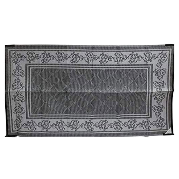 EEZ-RV Products 9' x 12' Reversible Outdoor Mat for Patios & RVs, Grey Vine