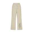 thumbnail image 4 of Capri Pants for Women, Xunlbb Printed Women’s Elastic Waist For Casual With Casual Pockets Full Length Pants(Khaki,L), 4 of 4