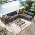 thumbnail image 2 of YODOLLA 7-Piece Patio Furniture Set on Sale, Rattan Wicker Outdoor Sectional Sofa Couch Patio Conversation Set in Dark Brown Rattan&Dark Grey Cushions, 2 of 6